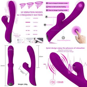 Nxy Vibrators Rabbit Dildo Vibrator 10 Modes Heatable Vagina Clitoris Sucker g Spot Massager Anal Stimulator Erotic Sex Toy for Women Couples 220505