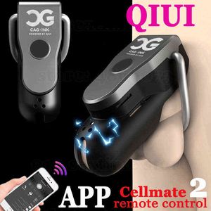 Nxy Sex Adult Toy Shop Qiui Cellmate Chastity Cage Cage App Remote Eectric Shock Penis Male Belt Device Games製品0507