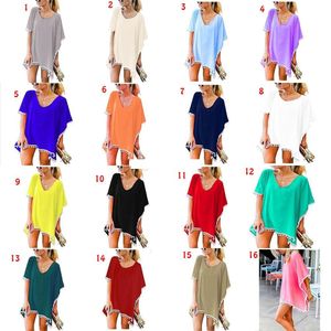 New Fashion Chiffon Nappa Abiti Donna Estate T-shirt Abito da spiaggia Manica corta Casual Mini abito camicia camicetta Grembiule da donna