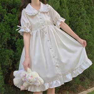 Dresse Japanese Style Loose Allmatch Students Kawaii Comfortable Solid Trendy Kneelength Lovely Summer 220615