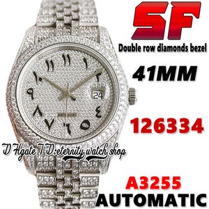 SF Ultimo tw126334 A3255 Orologio da uomo automatico 41MM yu228396 jh228348 Quadrante con diamanti arabi Bracciale con diamanti in acciaio inossidabile 904L Orologi Super Edition eternity