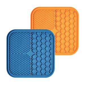 Dog Lick Mat with Suction Cups Pet Slow Feeders Pets Anxiety Relief Dogs Cat Lick Training Licking Mats for Food Yogurt Peanut Butter 6" Blue Wholesale