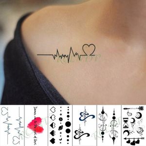 Wholesale kids temporary tattoos resale online - waterproof temporary tattoo sticker love heart heartbeat fake tatto sexy clavicle hand arm flash tatoo for kid girl men women