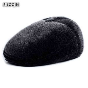 Siloqin Hat Autumn and Winter New Style Middle Aged Starsze czapki do przodu berets gorras grubsze ochraniacze ucha ciepły kapelusz odpowiedni dla ojca J220722