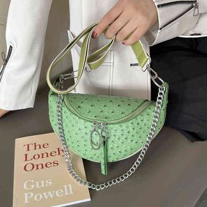 Torba klatki piersiowej Kobieta Messenger moda strusia wzór torby w talii wszechstronna torba łańcucha na ramię 220712