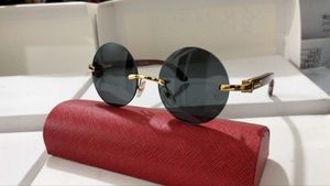 2022 ファッションラウンドサングラス男性女性バッファローホーンメガネ夏スタイルの高級ブランドデザイナー木製カーターサングラス眼鏡女性ボックスケース眼鏡