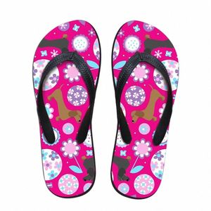 Tofflor Anpassad Dachshund Garden Party Brand Designer Casual Womens Home Tofflor Flat Slipper Sommar Fashion Flip Flops för Ladies Sandals V8er #