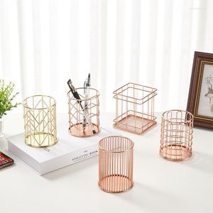 Beautiful Pen And Pencil Holder For Home Office Metallic Cup Desk Organizer Cosmetics Brush