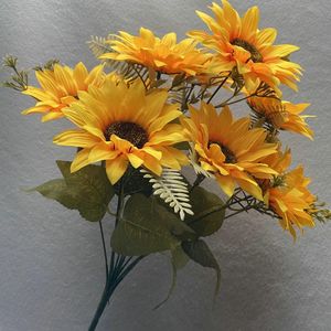 Decorative Flowers & Wreaths Artificial 10 Head Sunflower Birthday Party Room Decoration Wedding Bridal Bouquet Ornaments Garden OutdoorDeco