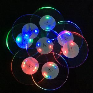 Acrylic Ultra-Thin Glow Coaster 10cm LED Luminous Bottle Stickers Lamp for Holiday Patry KTV Bar Cocktail Cup Vase Decor