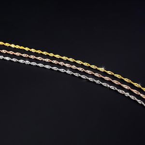 Zincirler Miqiao 925 STERLING Gümüş Su Dalgası Zinciri Uzun 40 45 50 55 60 cm genişliğinde 1.0 1.3 1.5 mm gül altın kolye altın