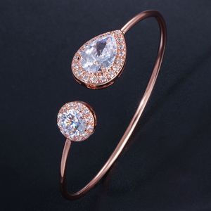 Braccialetto di design per polsini di moda Bracciale con goccia d'acqua in zirconi cubici AAA Gioielli per bracciali in argento con oro rosa in rame regolabile di lusso per le donne Regalo del giorno del Ringraziamento