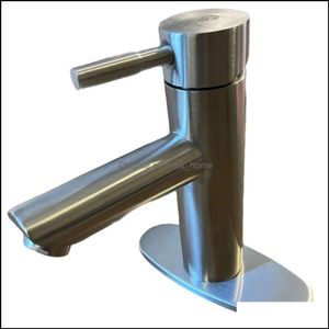 Badezimmer-Wasserhahn aus gebürstetem Nickel, Bauernhaus-Einhebelmischer, wassersparend, Waschtisch, Waschtisch, Waschbecken mit Zuleitung, Mischbatterie, Drop-Delivery