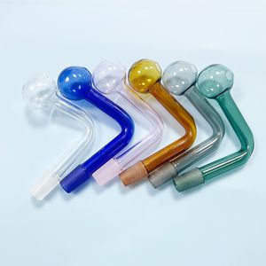 10pcs MOQ colorido de óleo de vidro queimador de tubo de fumante com articulação masculina de 14 mm 90 graus 30 mm Cabeça grande