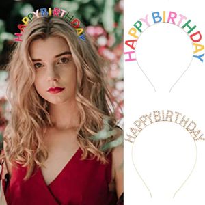 Moda feliz aniversário coroas faixas para a cabeça meninas garotas shinestone headweardress de cabeceira infantil na banda de cabelo acessórios de cabelo