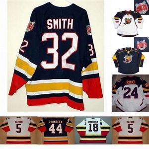 CeoMit Barrie Colts 18 Rick Hwodeky 5 Cation 24 Fab Ricci 32 Smith 44 Crombeen Mens Womens Youth cusotm any name any number Hockey Jerseys