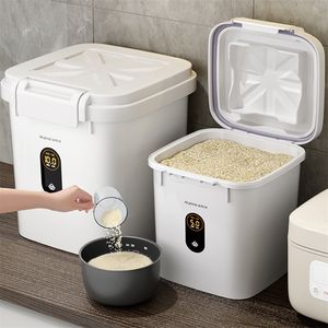 Kök fuktbesätt hermetiskt mjöl ris container spannmål hink förvaringslåda kaffebönor husdjur förseglad burk kornarrangör 220629