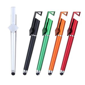Caneta de caneta capacitiva universal multifuncional 3 em 1 portador de telefone celular Stand toque canetas para smartphone celular tablet Diferentes cores