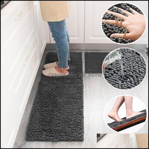 Plush Long Kitchen Rug Non Slip Washable Door Floor Area Carpet Soft Super Absorbent Mat For Bathroom 2-Piece Set 220329 Drop Delivery 2021