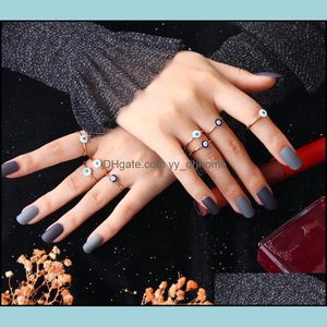 Band Ring Mücevherler 8pcs/Set Gold kötü göz yüzüğü Kadınlar Punk Sterling Party Moda Düğün Kız Sevgisi Bague Femme Klasik Drop Teslimat 20