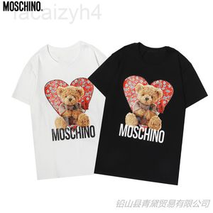T shirts Designer Mode Helt New Moschin Mochino Love Rose Bear Skriv ut Kortärmad T shirt Fvu