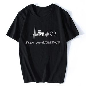 Men's T-Shirts Tractor Heartbeat Farm Farmer Farming Cotton Long Sleeve Oversized Funny T Shirt Harajuku Hip Hop T-shirt Streetwear