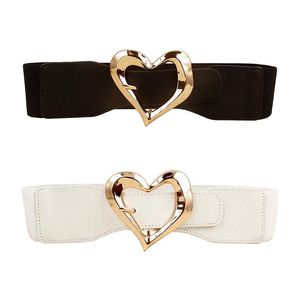 Wholesale ladies elastic belts white resale online - Belts Fashion For Women Black Waist Elastic Ladies Band Luxury Metal Buckle Decoration Coat Sweater Dress White BeltBelts