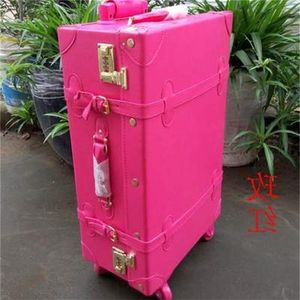 luggaga bags luggage Women Password retro trolley suitcase red with handbag travel Rolling inch hard shell J0511240n
