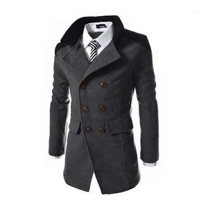 Mäns ullblandningar Walson Whole Damm Coat Mens Overcoat Winter Trench Long Coats