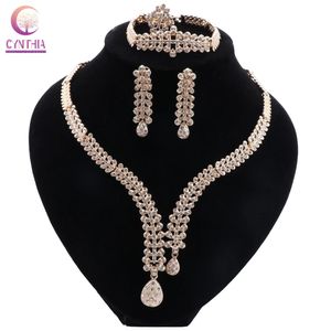 Afrikanska pärlor guldfärg smycken indiska brud smycken set för kvinnor vintage kostym nigerianska bröllop juveler