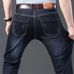 Классические мужские джинсы Business Fashion Stretch Denim Брюки мужской черный синий брюки 210318