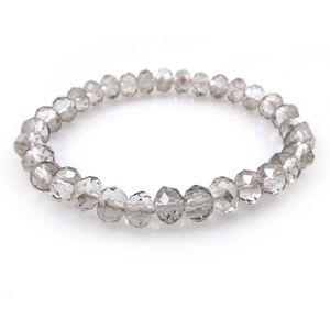 Graue Kristallperlen großhandel-Transparent grau mm facettiertes Kristall Perlen Armband f r Frauen Einfacher Stil dehnbarer Armb nder Whole2349