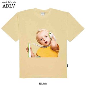 Summer 2022 Adlv Short Sleeve Couple Cartoon Bear Printed Loose T-shirt Men's And Women's Fashion Brand Half 3 t-shirt fashion B19