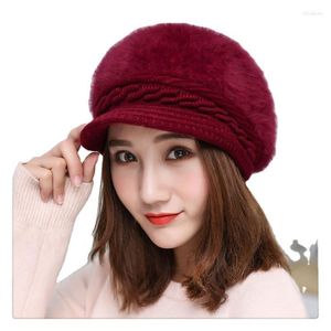 Feanie/crânio Caps Criativo Chapéu Creative Beret Bereta Cha cabelo coreano Hair feminino Chapéus de inverno para mulheres Oliv22