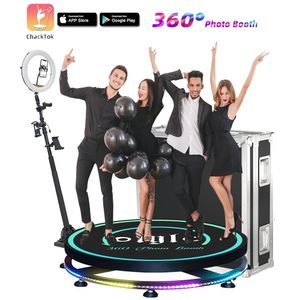 360 Video Booth Machine med Free Logo Ring Light Selfie Stand Tillbehör för 5 personer stående Fjärrkontroll Auto Rotation Photo Booth 360