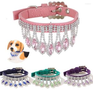 Collari per cani guinzaglio di gioielli rosa Cat Pu Collar in pelle collana per cani animali Bling Rhinestones Accessori per animali domestici cucciolo Chihuahua pug