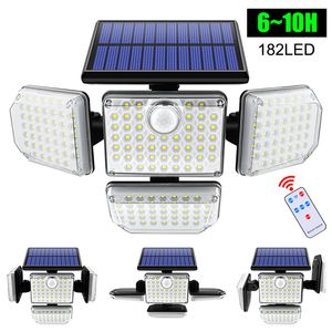 Solar Lights Outdoor 182 112 LED Wall Lamp with Adjustable Heads Security LED Flood Light IP65 Waterproof 3 Working Modes