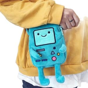 ins Finn Jake Figure Crossbody bag Swag Rap Plush coin Phone Bag anime advanture robert BMO toys for Children 220519