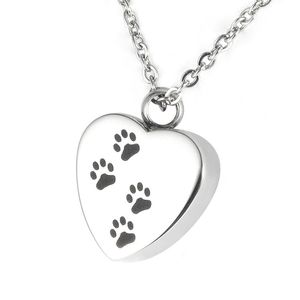 Wholesale memorial gifts for sale - Group buy Lily Cremation Jewelry Puppy Pet Dog Paw Print Heart Necklace Memorial Urn Pendant Ashes with gift bag and chain244o
