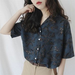 Deeptown Vintage Shirt Women Print Fashion Women Shirts Korean Style Harajuku Shirt Streetwear Summer Elegant Women Clothes LJ200812