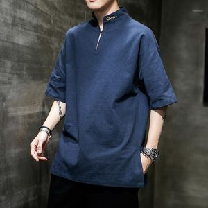 メンズTシャツ2022春と夏のファッション半袖Tシャツ男性中国風ラージサイズ気質カジュアルウエスタントップ