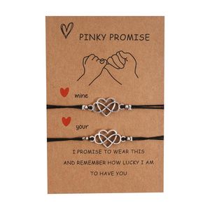 Charm armband pinky löfte 2st / set hjärta oändlighet för kvinnor män handgjorda boho vänskap par smycken gåva
