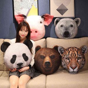 Realistic Animal Brown Bear Pig Leopard Panda Polar Plush Toy Cartoon Filled Soft Cushion Back Sofa For Children gift J220704