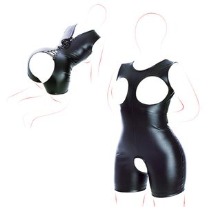 camaTech Offener Brust-Body mit offenem Schritt für Frauen, BDSM-Bondage, verstellbares Leder, ohne Körbchen, ohne Schritt, Zwangsjacke, sexy Spielzeug