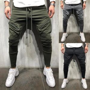 Calça masculina jogadora calça de moletom rastrear homens slim fit workout hip hop calça masculino de vários bolsos casuais masculino de lápis Drak22