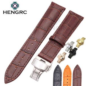 New Durable Band Strap 20mm 22mm Black Brown Orange Genuine Leather bands Deployment Clasp es Accessories G220420