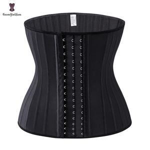 Czarny krem 3 haczyk i oko 25 stalowy booned lateksowy gorset Waist Trainer Fajas pas szarfy pas Plus rozmiar bielizna gorset kobiety 220621