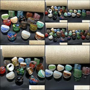 17Pcs Randomly Mixed With Coloured Glaze Rings Murano Gold Foil Color Ring More Mm Drop Delivery Charm Bracelets Jewelry Ylok