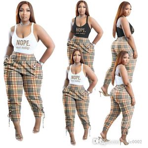 Fashion Plaid Printed Pants Set For Women 2022 Designer Summer Outfits 4XL 5XL Crop Tank Top Ladies Two Pieces Matching Sets