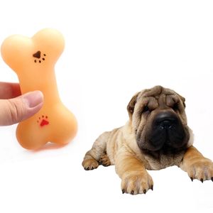 Pet Supplies Dog Toys Rubber Bone Shaped Squeak Interactive Chew Toys for Puppies